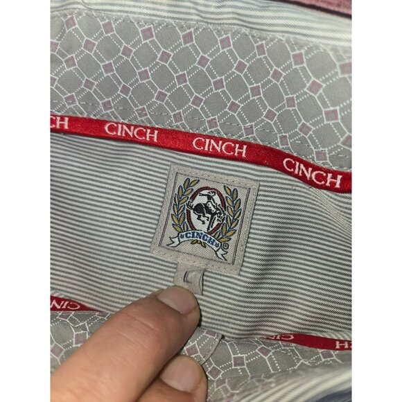 Cinch Mens Striped Long Sleeve Button-Up Shirt Large Silky Western Style - Picture 6 of 8